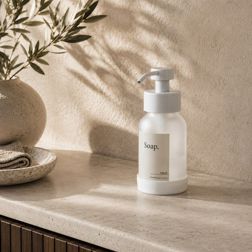 Freestanding Glass Soap Dispenser – Glass & Steel