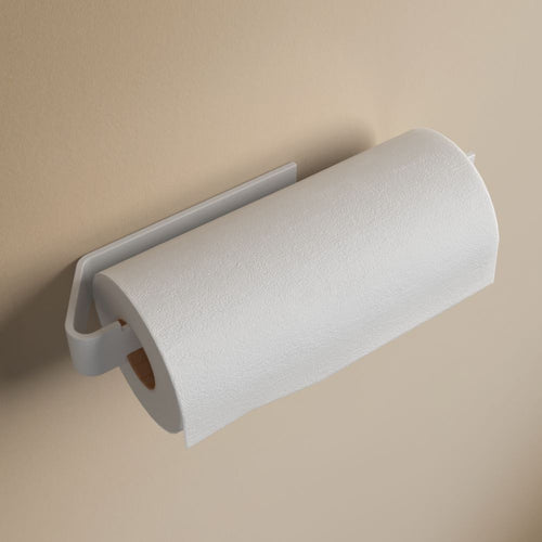 Matte White drill-free paper towel holder, wall-mounted render