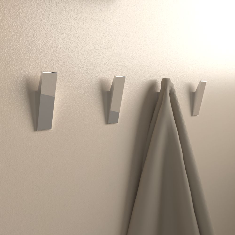 Chrome no-drill adhesive aluminum wall hook, set of 4 product render
