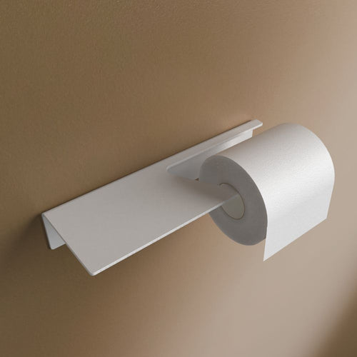 Matte White toilet paper holder with shelf, render