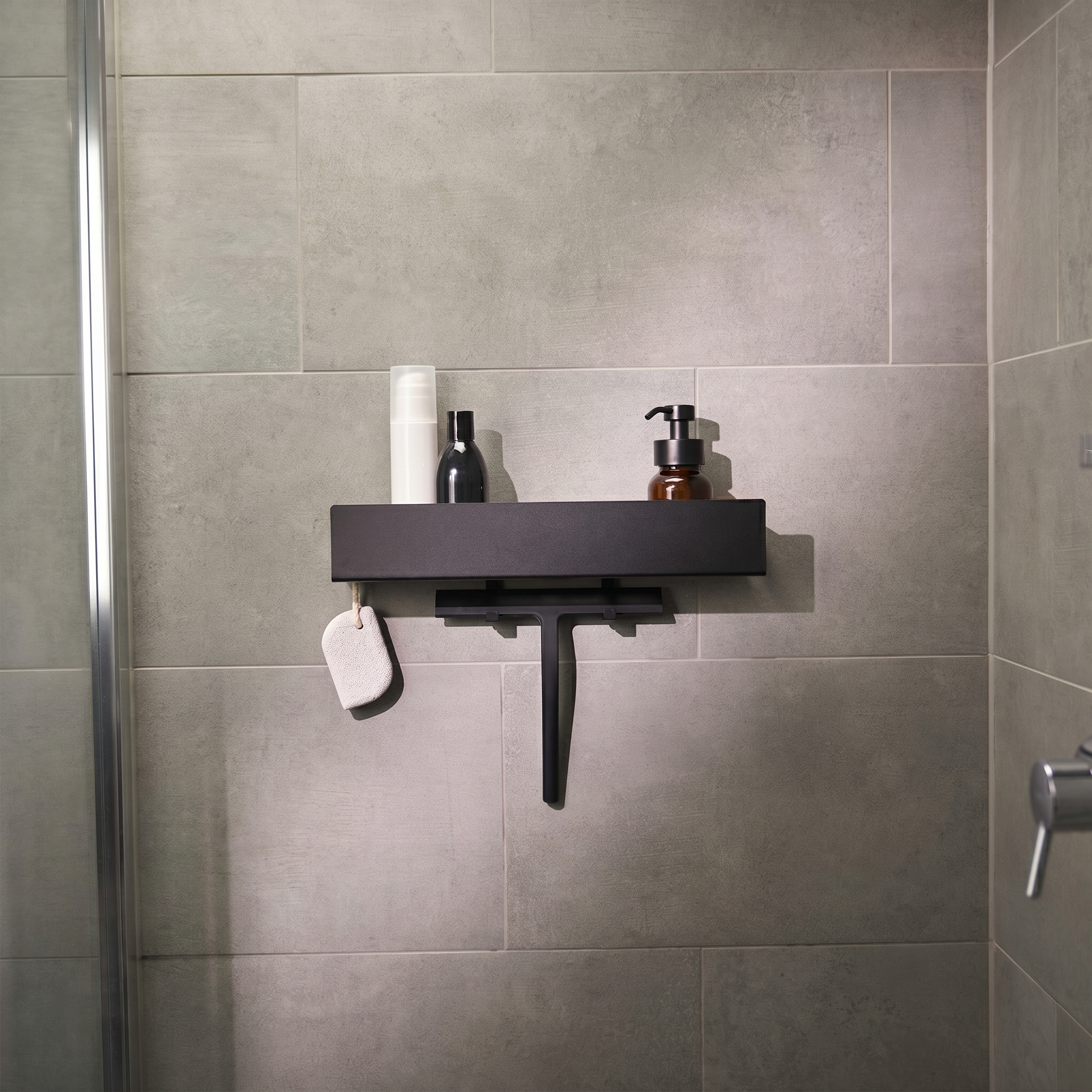Drill-Free Shower Shelf Matte Black - Lifestyle View 3