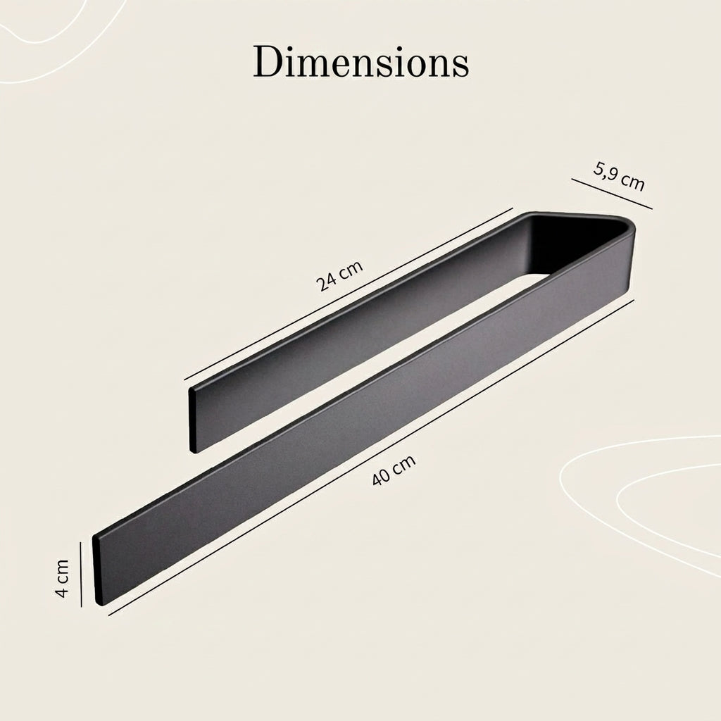 Matte Black adhesive towel bar dimensions 40cm — black