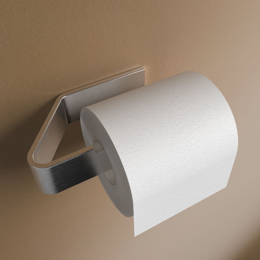 Brushed Steel toilet paper holder silver render