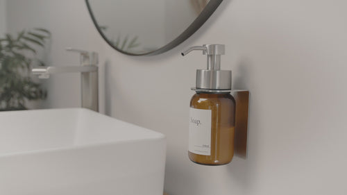Brushed Steel silver soap dispenser product demo video