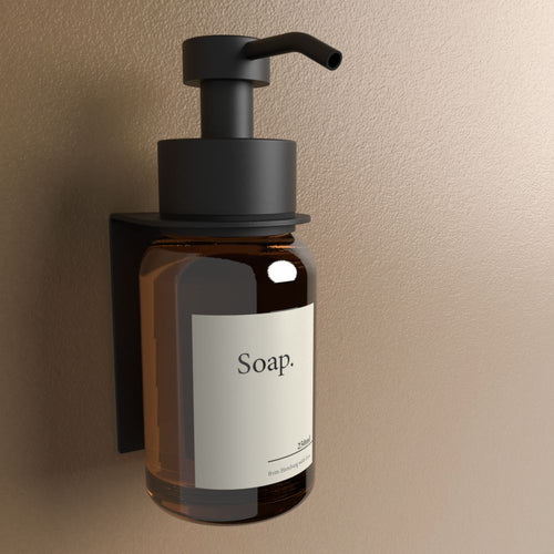 Matte Black soap dispenser with brown, render