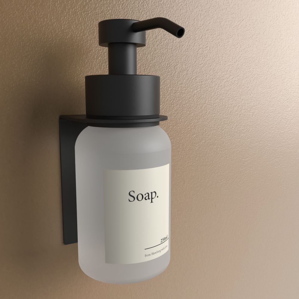 Matte Black soap dispenser with frost, render