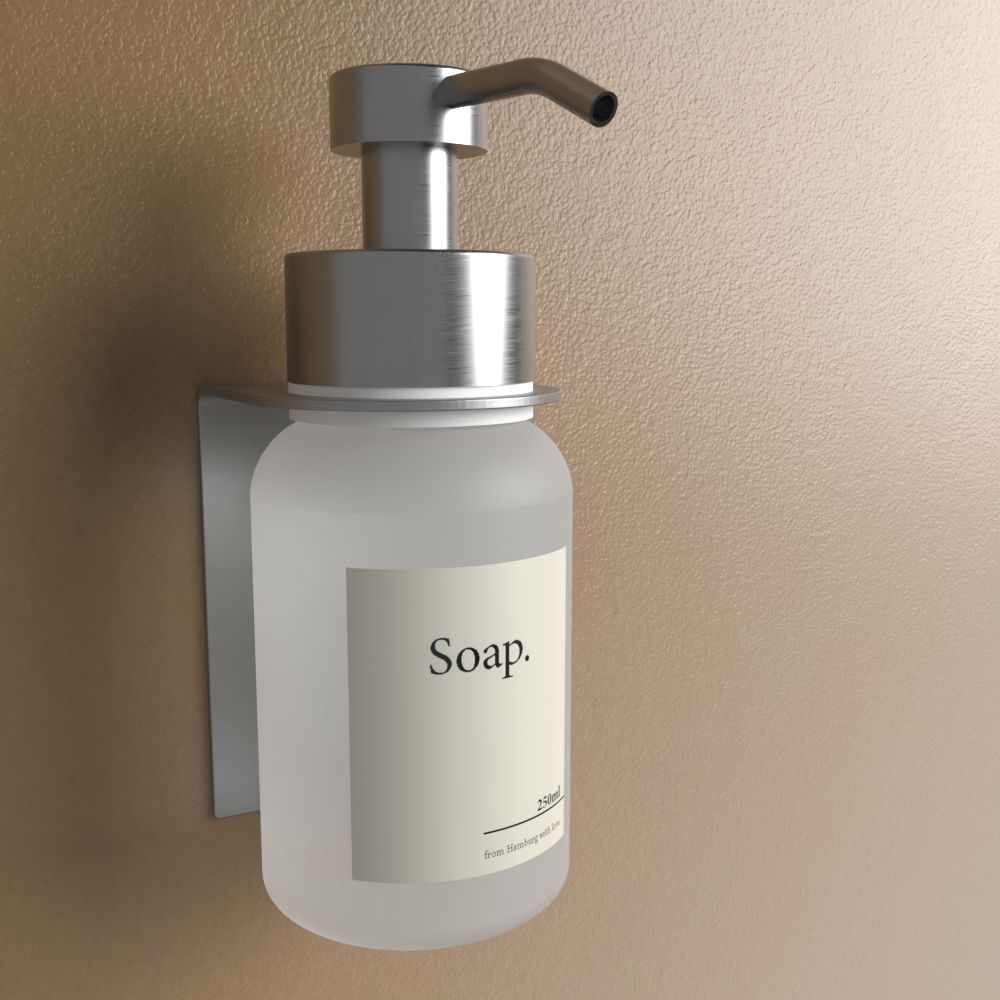 Brushed Steel silver soap dispenser with frost, render